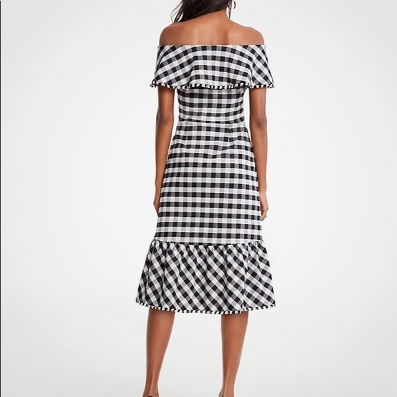 Ann Taylor Dresses & Skirts - Ann Taylor GINGHAM OFF THE SHOULDER MIDI DRESS